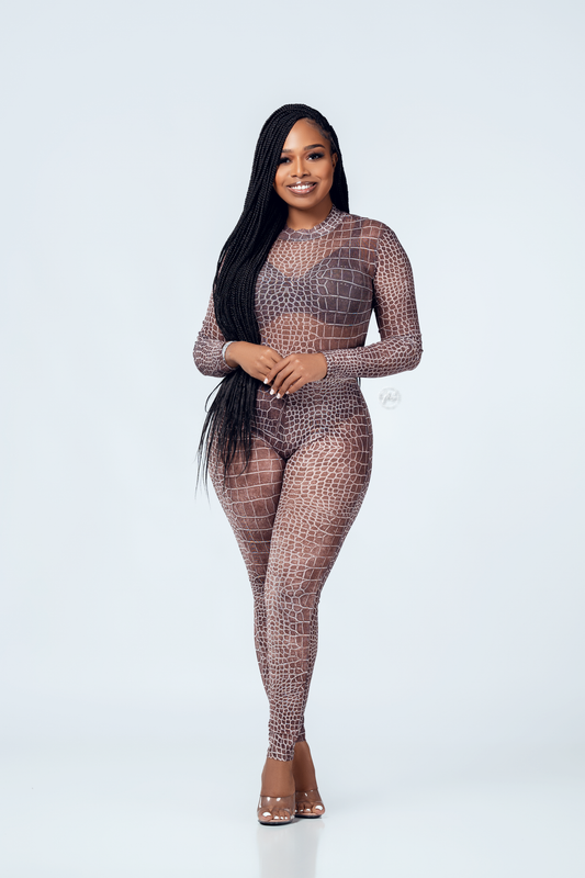 Two Piece Snake Skin Bodysuit